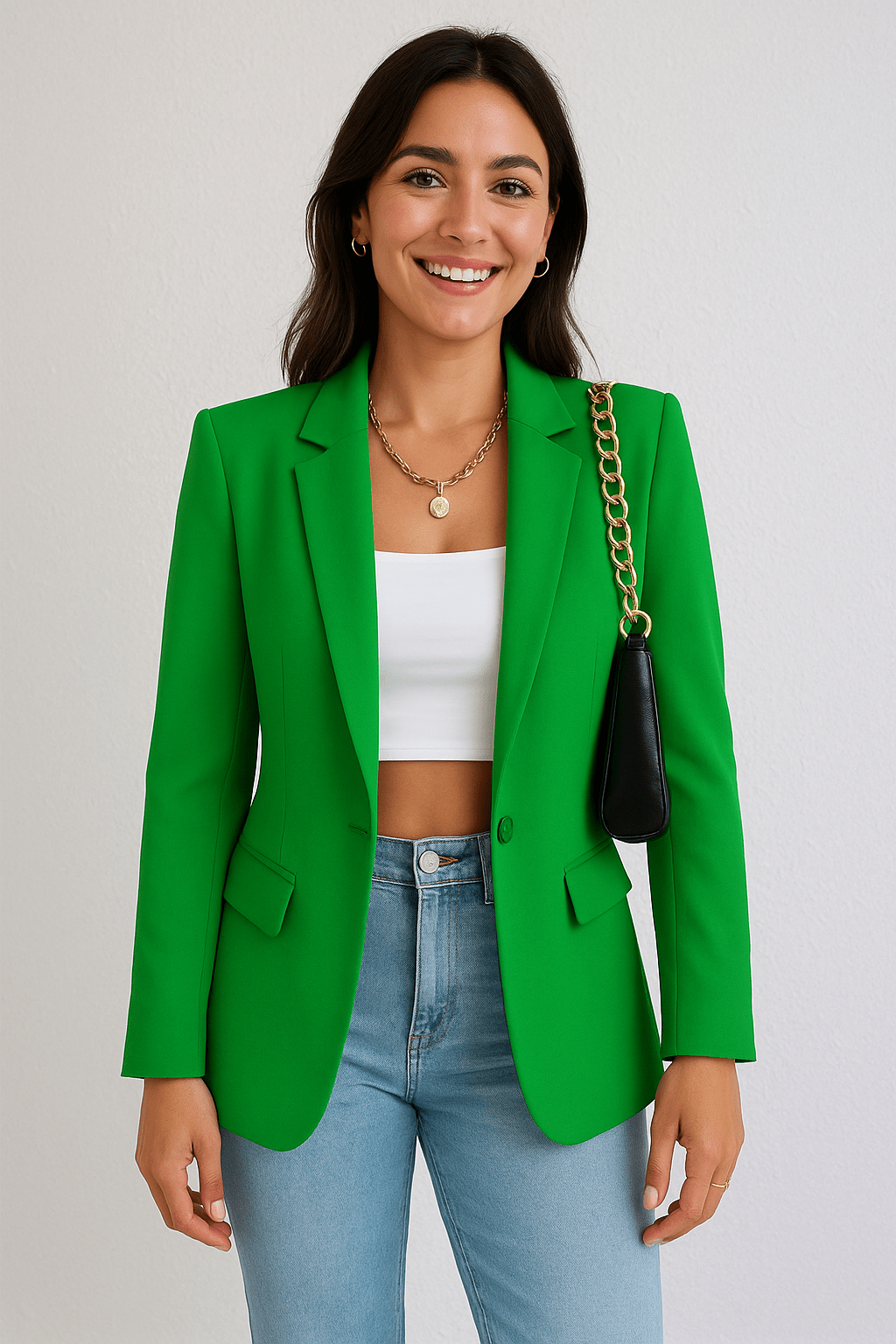 Slim Fit Women's Blazer - Classic One Button Jacket - BritishElegance