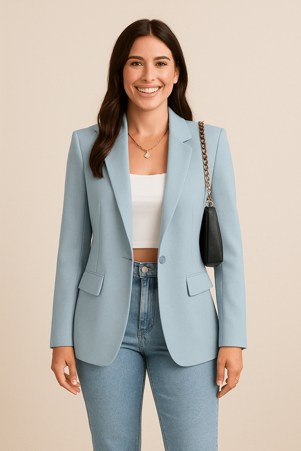 Slim Fit Women's Blazer - Classic One Button Jacket