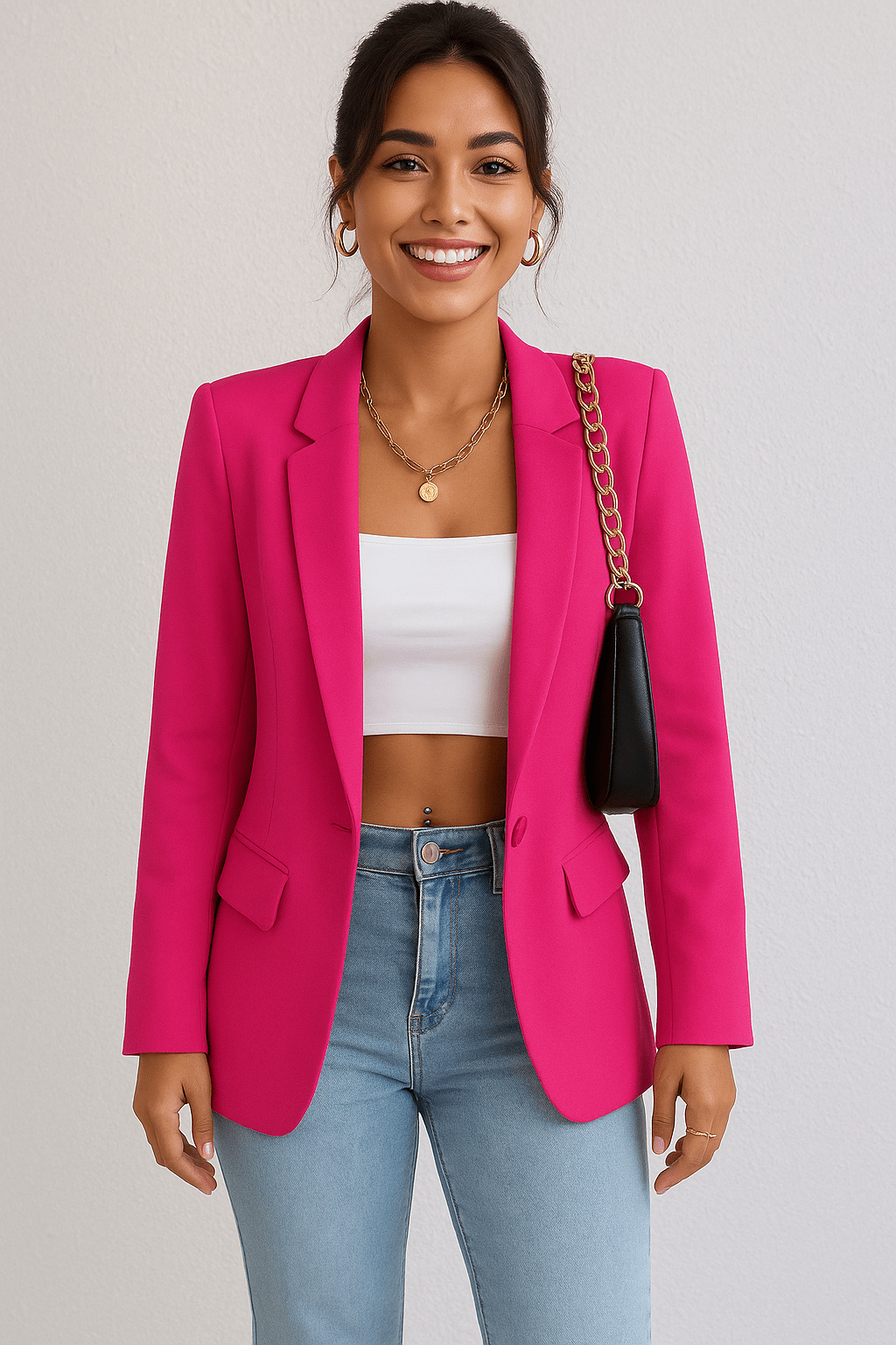 Slim Fit Women's Blazer - Classic One Button Jacket