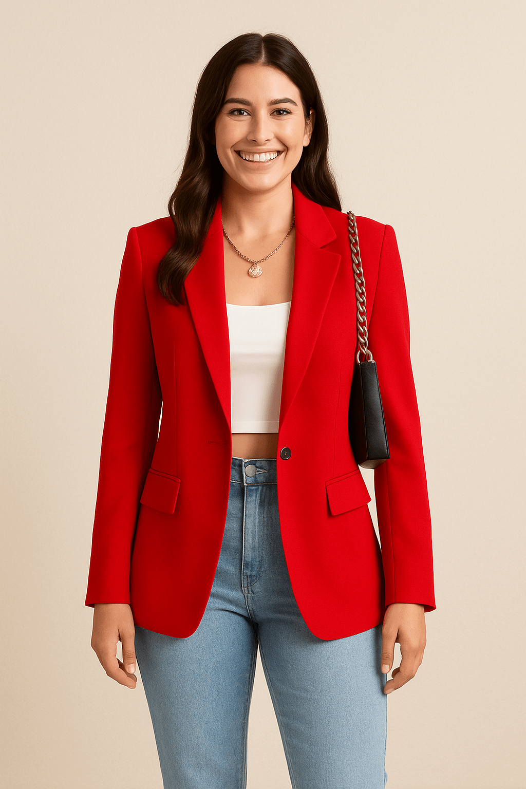 Slim Fit Women's Blazer - Classic One Button Jacket