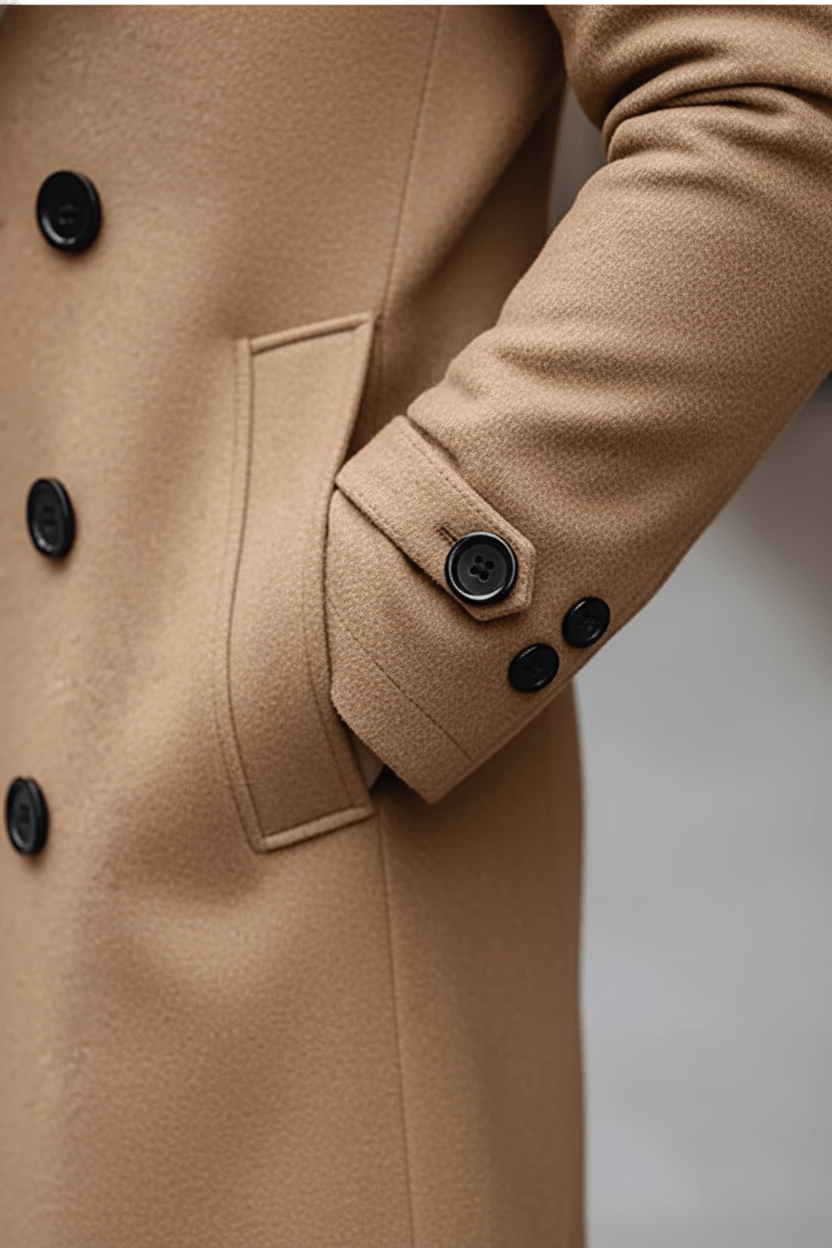 Men’s Double Breasted Notched Lapel Overcoat