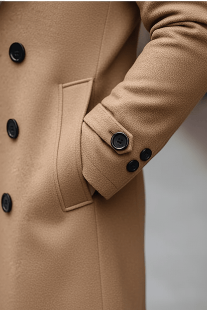Men’s Double Breasted Notched Lapel Overcoat
