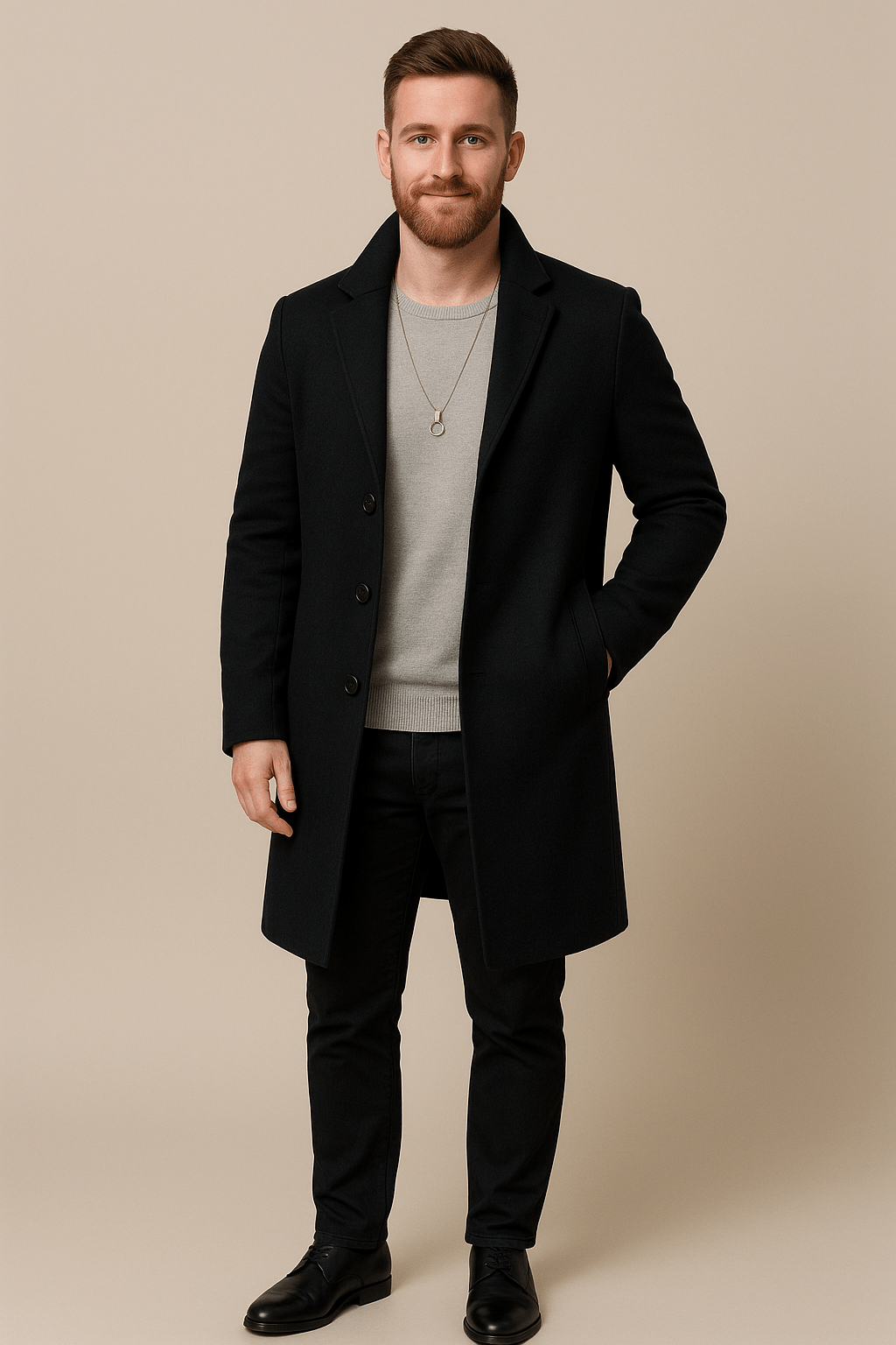 Luxury Black Wool Long Winter Coat - BritishElegance