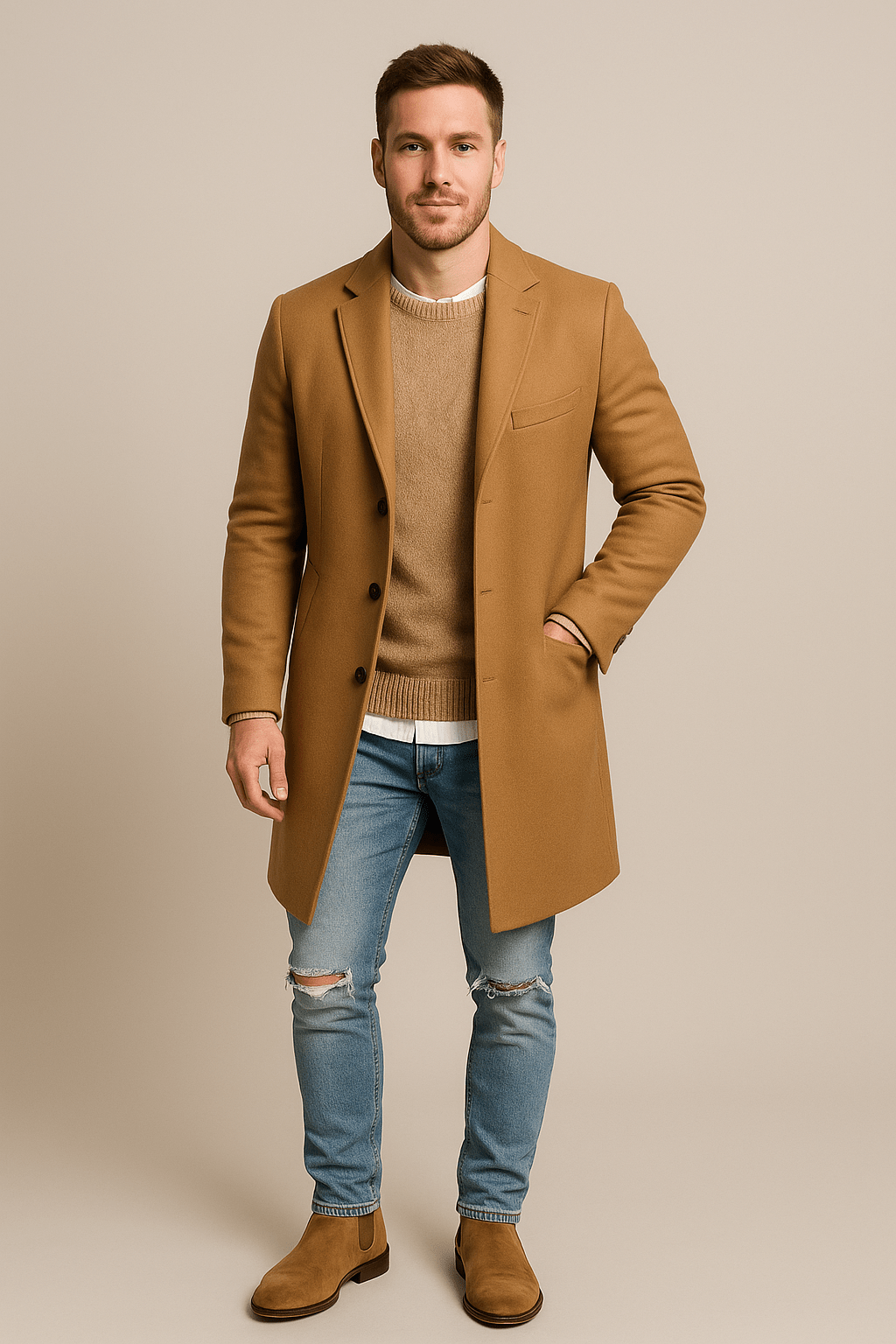 Luxury Black Wool Long Winter Coat