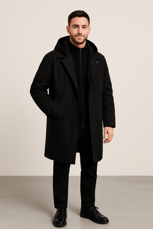 Tailored Wool Blend Trench Coat