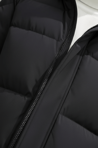 Long Quilted Puffer Coat Black
