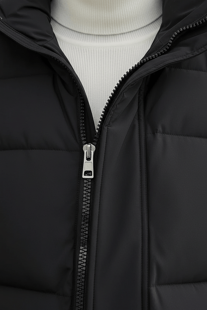 Long Quilted Puffer Coat Black