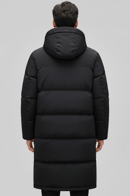 Long Quilted Puffer Coat Black