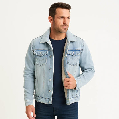 Men’s Sherpa Lined Fleece Denim Trucker Jacket