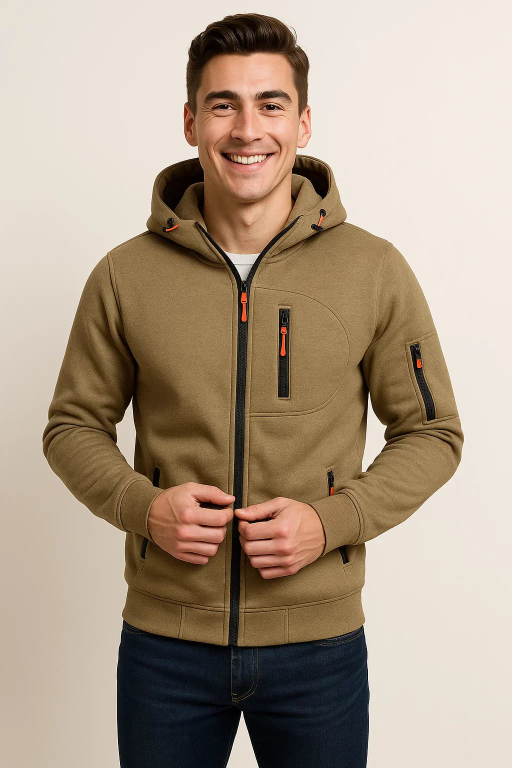 Men's Pocket Zip Up Hooded Jacket