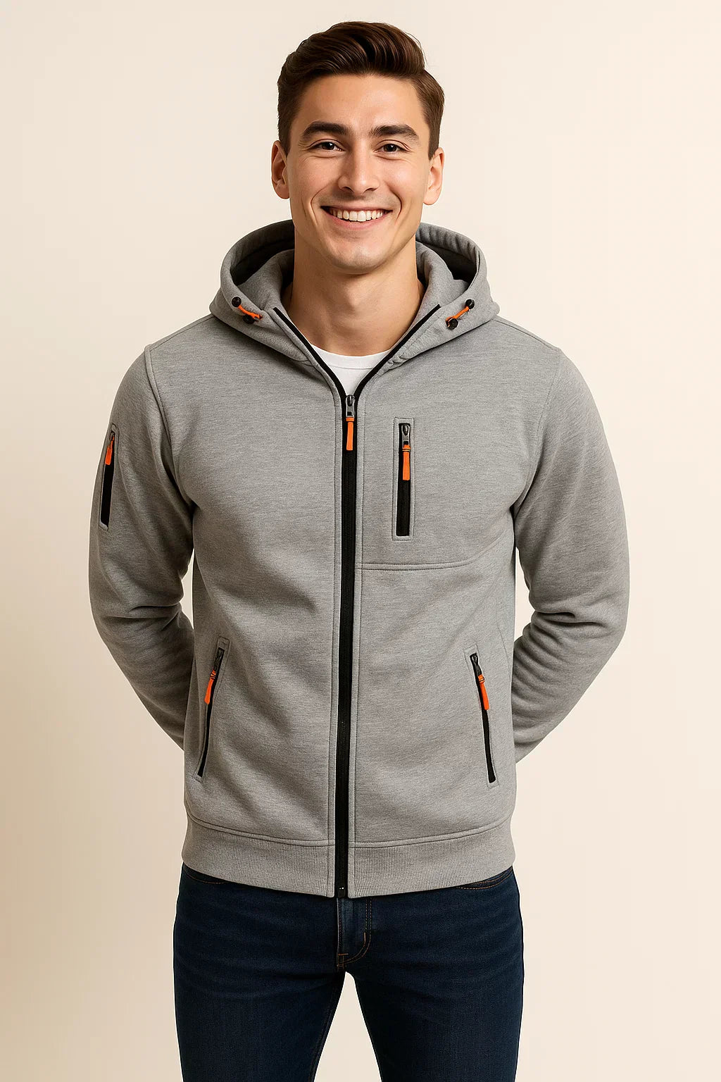 Men's Pocket Zip Up Hooded Jacket