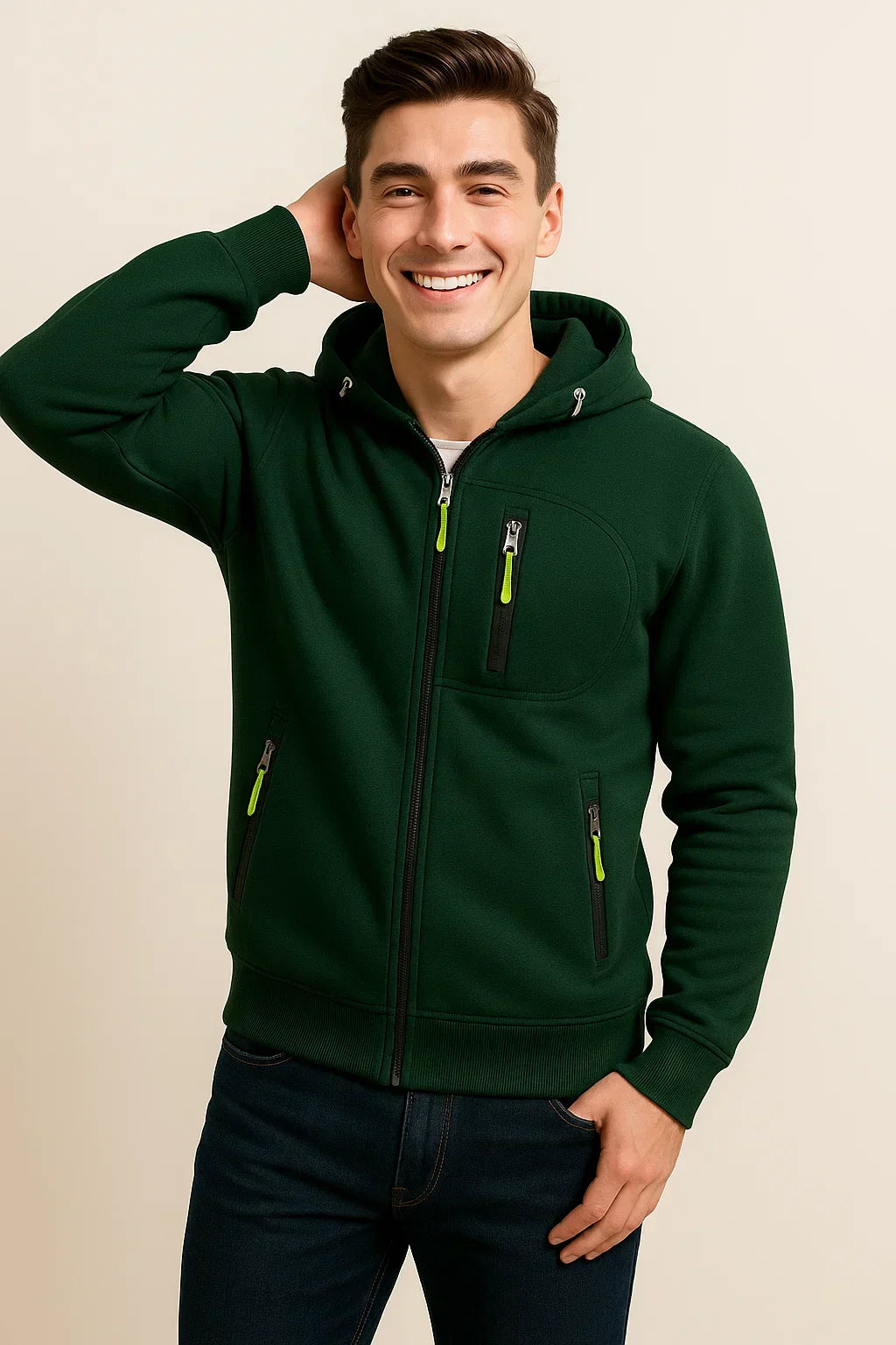 Men's Pocket Zip Up Hooded Jacket