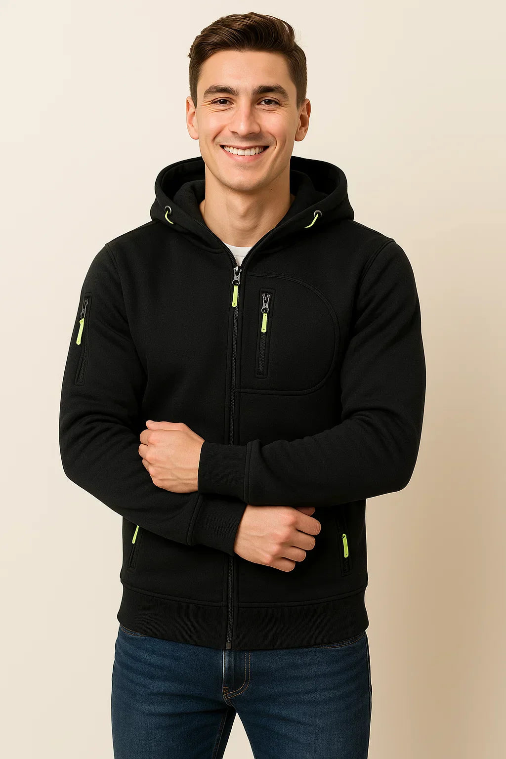 Men's Pocket Zip Up Hooded Jacket