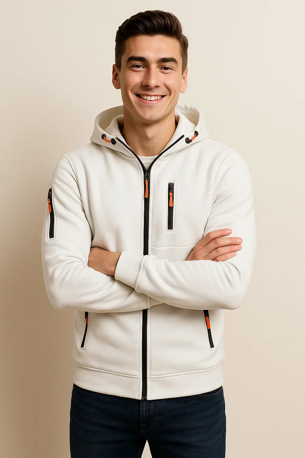 Men's Pocket Zip Up Hooded Jacket - BritishElegance