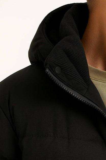 Men’s Hooded Quilted Puffer Jacket with Insulation