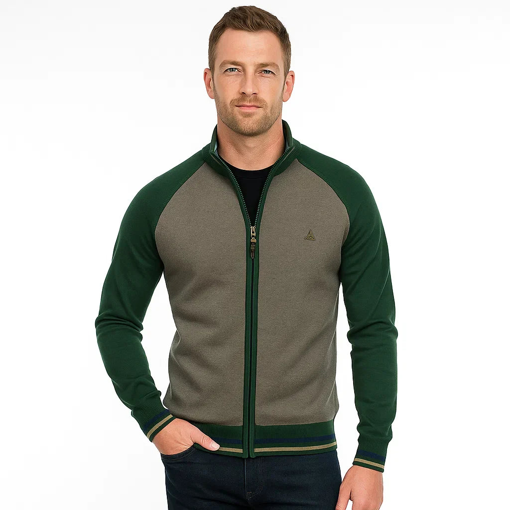 Men’s Two Tone Raglan Zip Cardigan