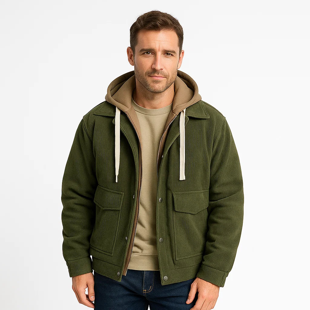 Men’s Corduroy Hooded Trucker Jacket