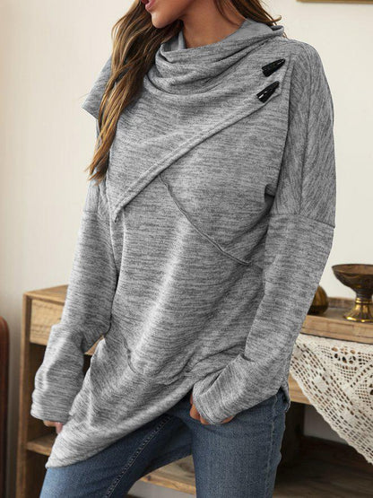 Asymmetrical Shirt with Waterfall Collar - Liora