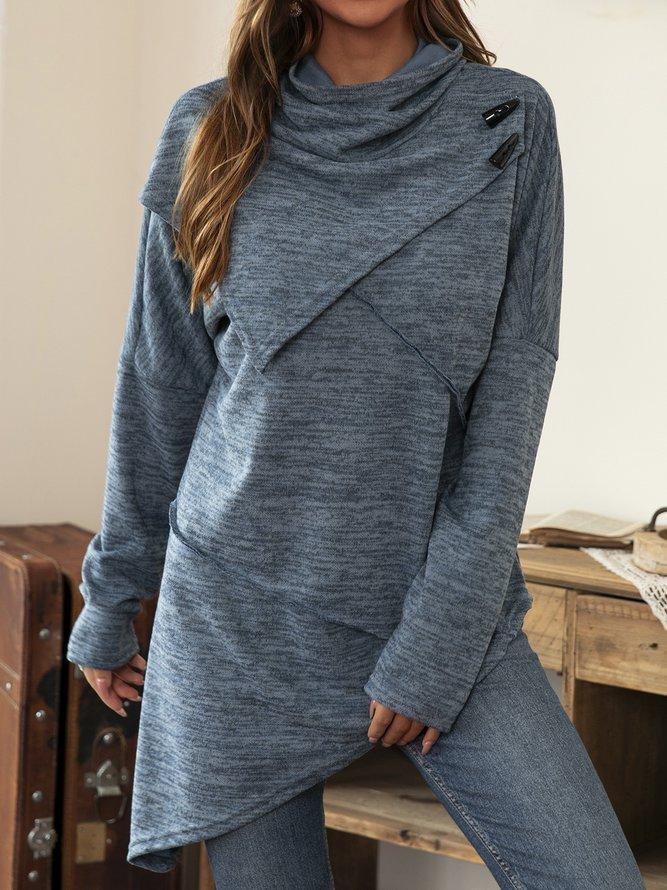 Asymmetrical Shirt with Waterfall Collar - Liora
