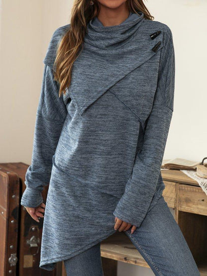 Asymmetrical Shirt with Waterfall Collar - Liora