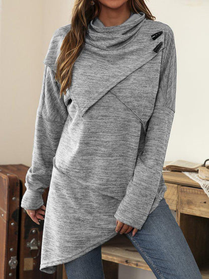 Asymmetrical Shirt with Waterfall Collar - Liora