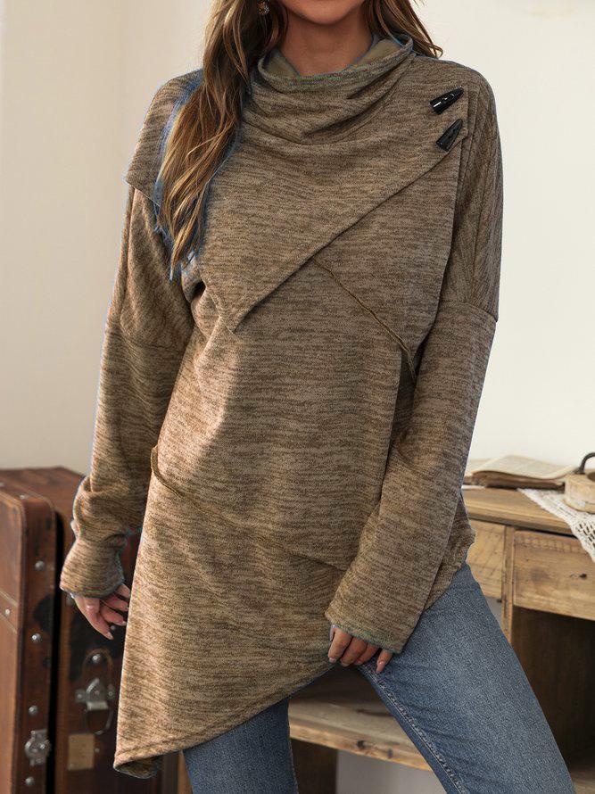 Asymmetrical Shirt with Waterfall Collar - Liora