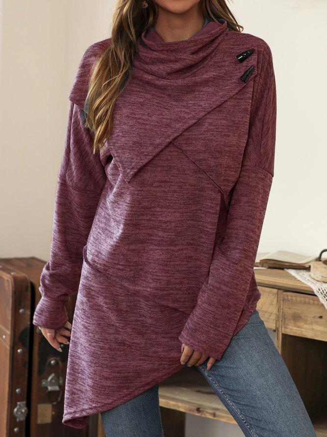 Asymmetrical Shirt with Waterfall Collar - Liora