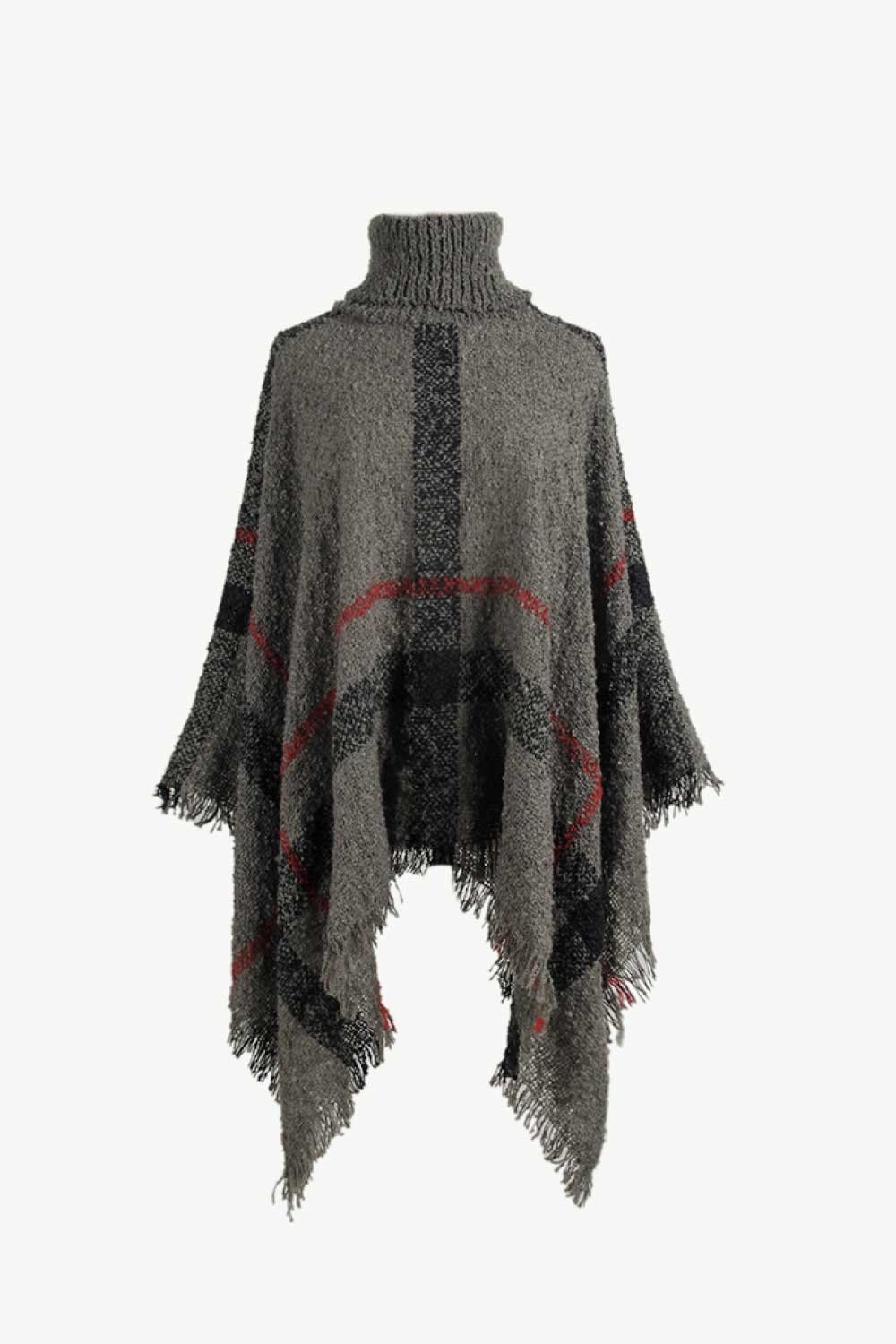 Chic Tassel Edge Boatneck Poncho Cape
