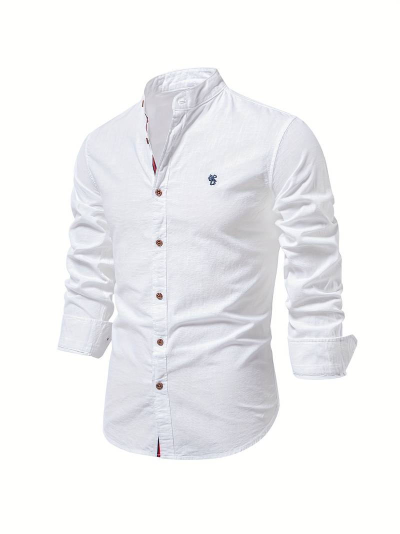 Men's long-sleeve button-down shirt by Nathan in solid color