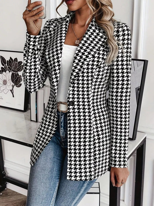 Classic Pattern Notch Lapel Blazer - BritishElegance