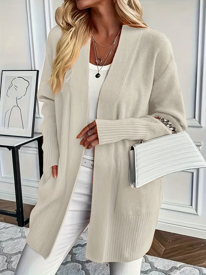 Women's knitted sweater with a round neckline and relaxed fit