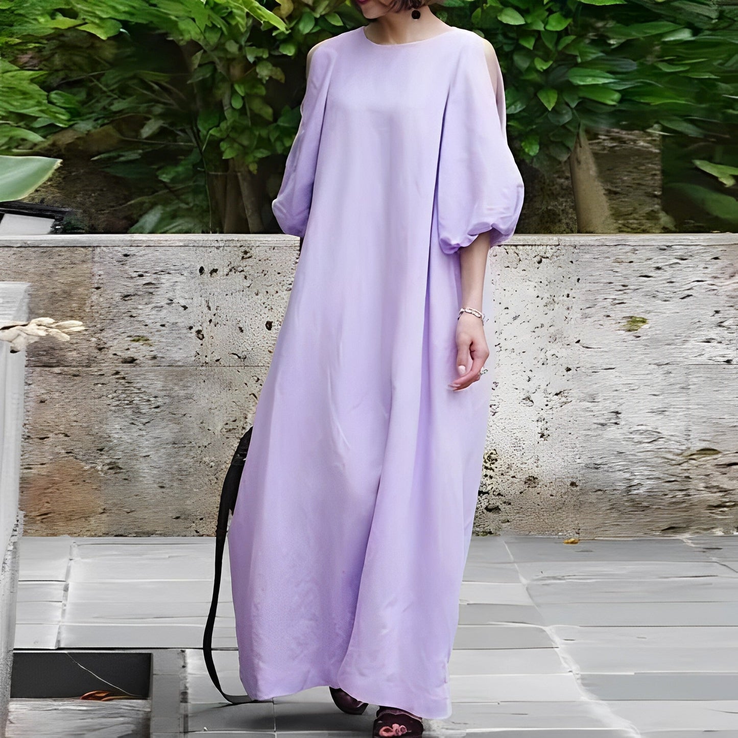 Lightweight Floral Sundress for Women with Puffy Sleeves