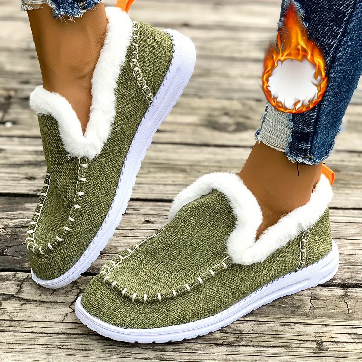 Velisse | Women’s Warm Slip-On Loafers – Plush, Lightweight & Cozy Winter Shoes