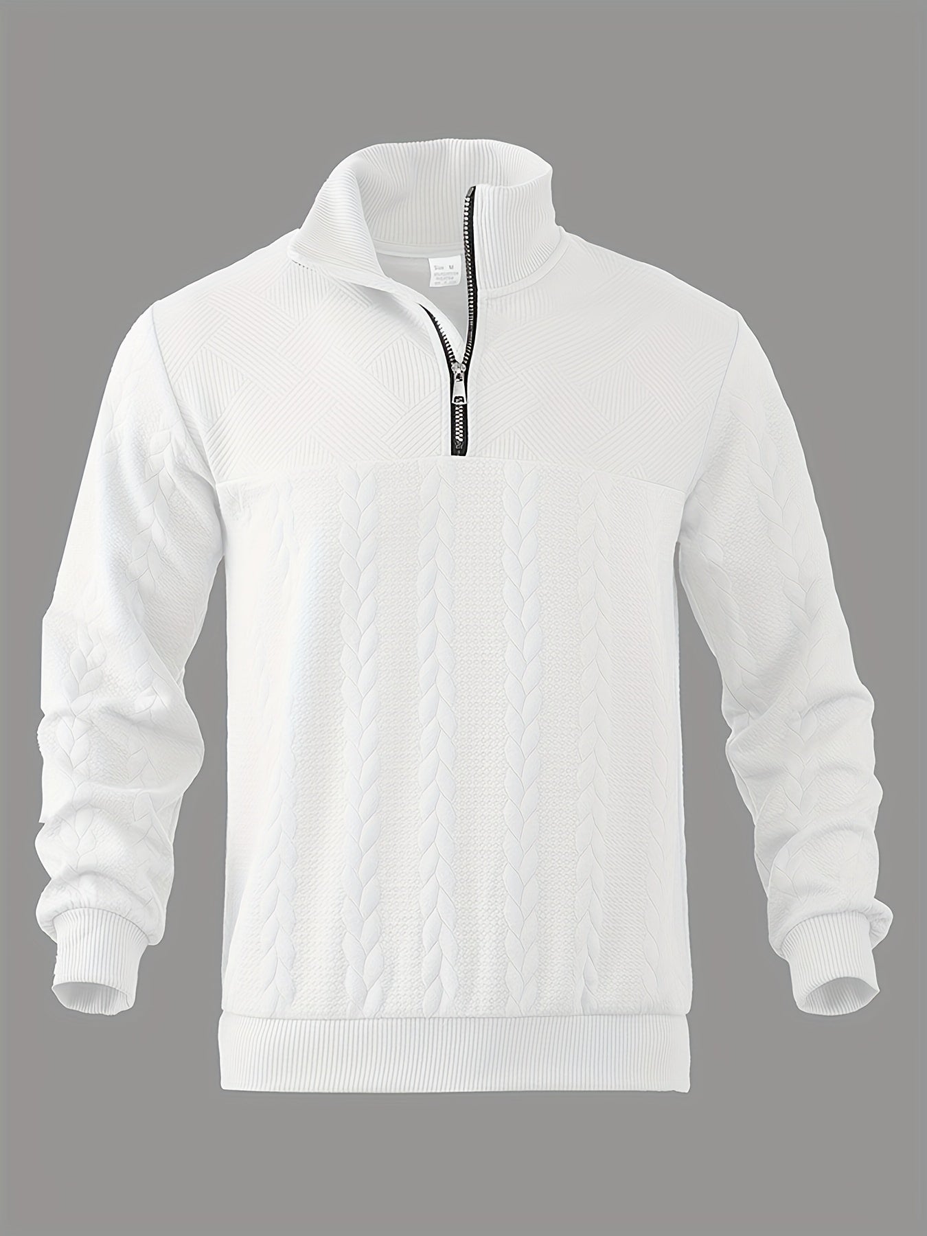 Warm Crew Neck Men's Winter Sweater with Zipper