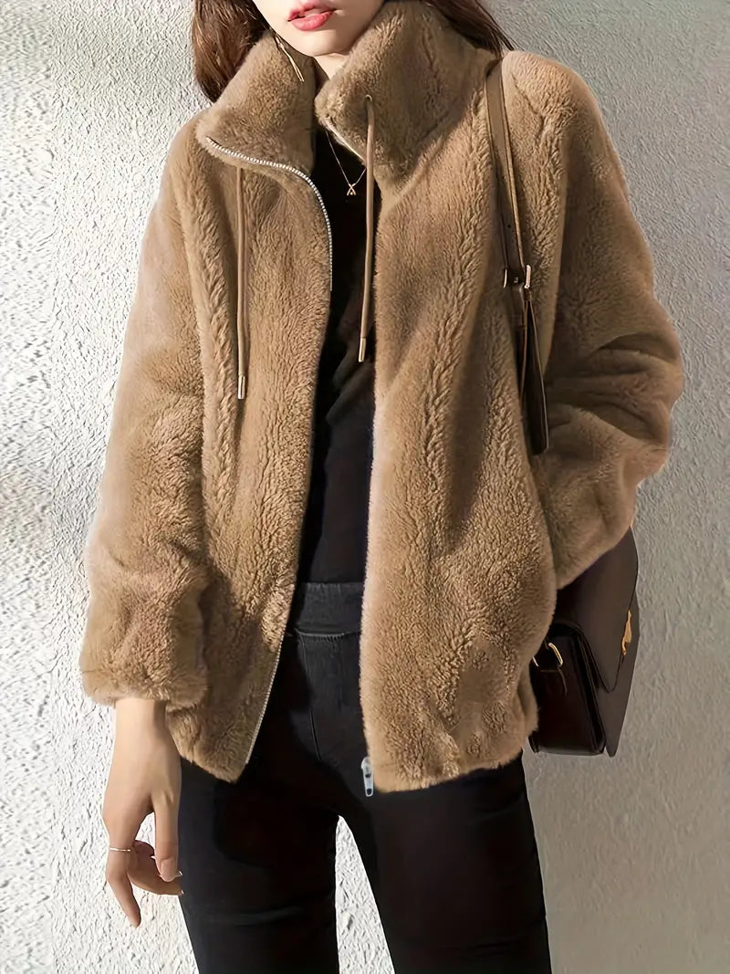 Luxurious Faux Fur Ladies Zip Coat