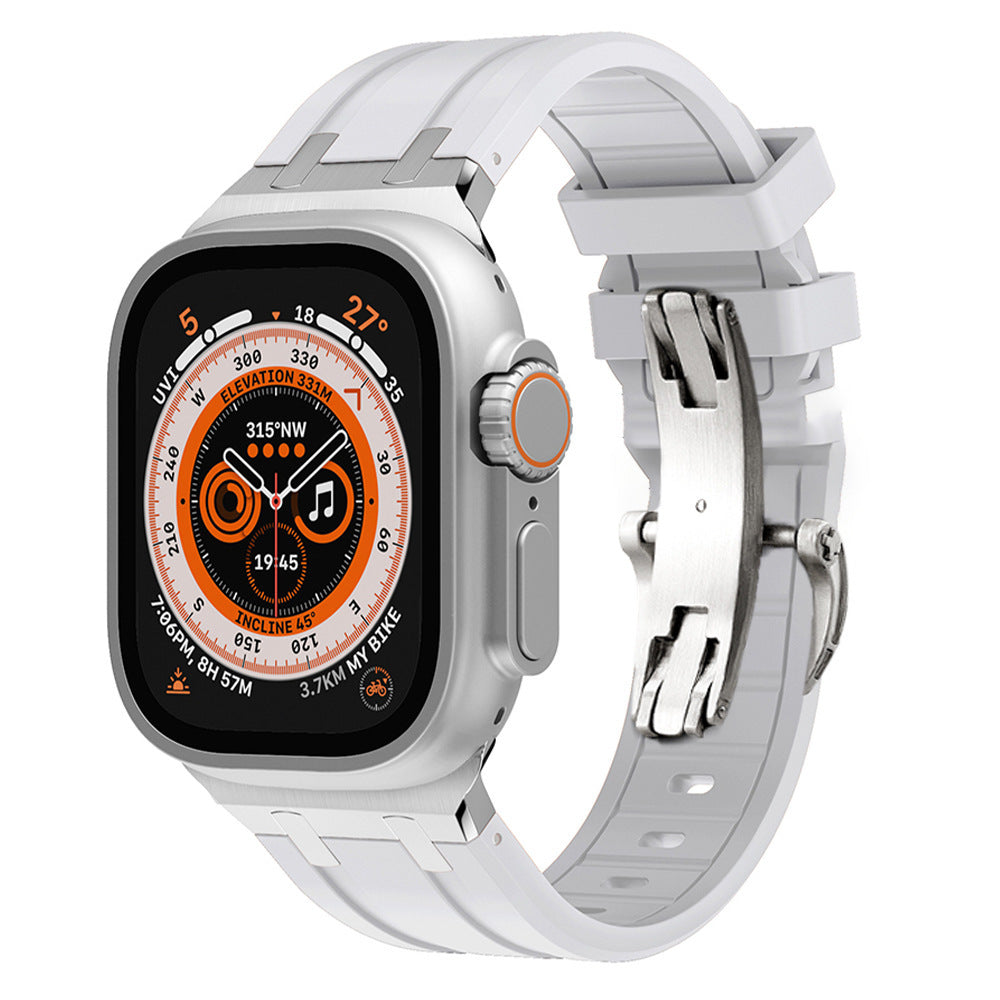 Durable Silicone Strap for Apple Watch with Metal Clamp