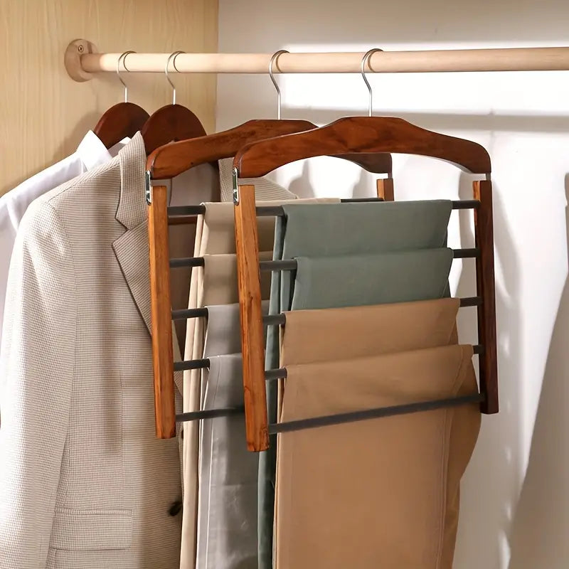Space Saving Wooden Closet Organizer Bar Hanger - BritishElegance