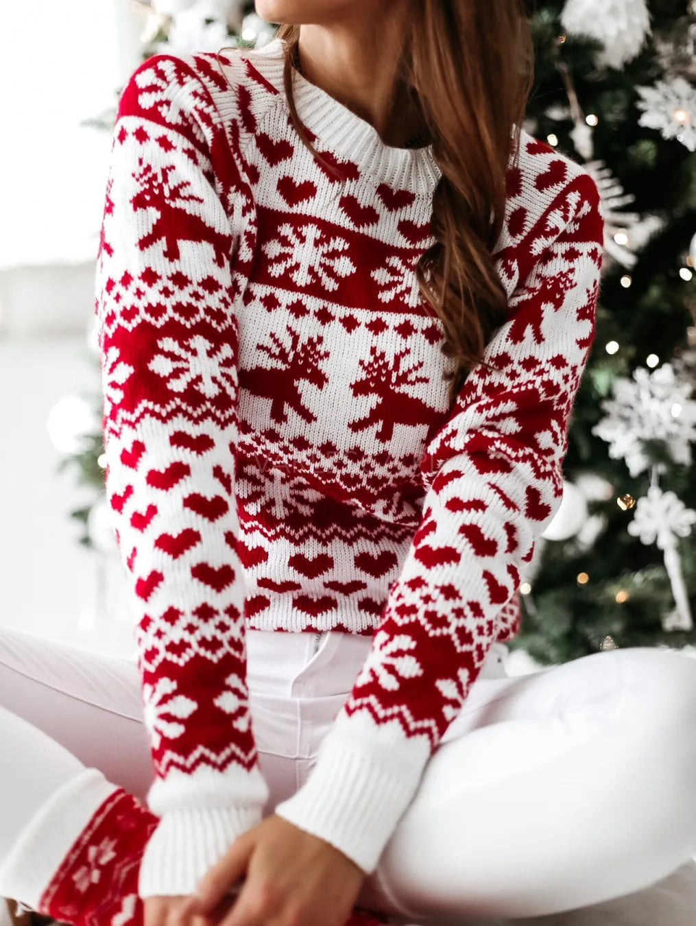 Knitted Christmas sweater for Women - Lilac