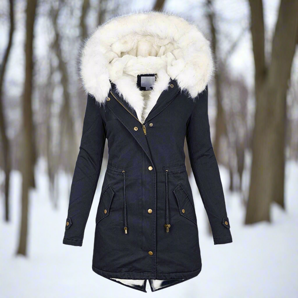 Isla Tailored Fit Parka Jacket | Fur Trim Drawstring Waist Parka Jacket