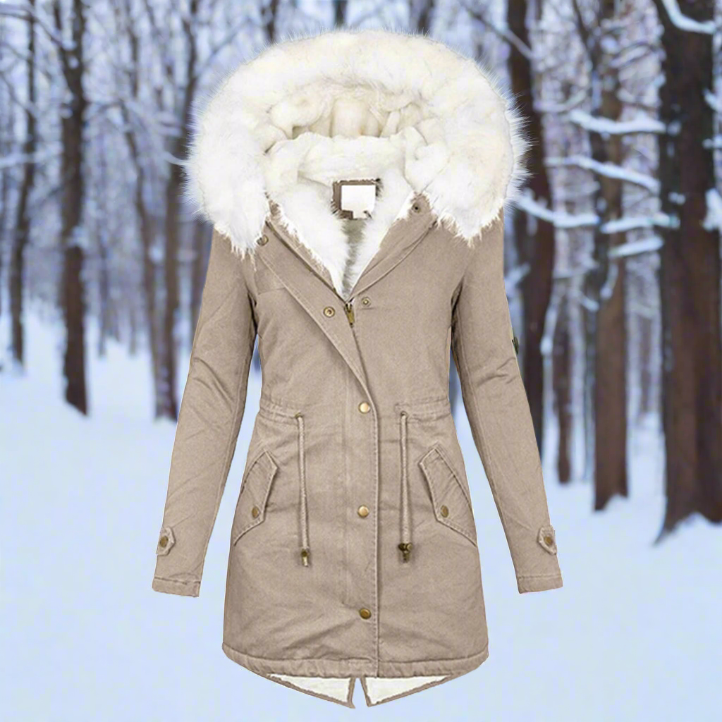 Isla Tailored Fit Parka Jacket | Fur Trim Drawstring Waist Parka Jacket