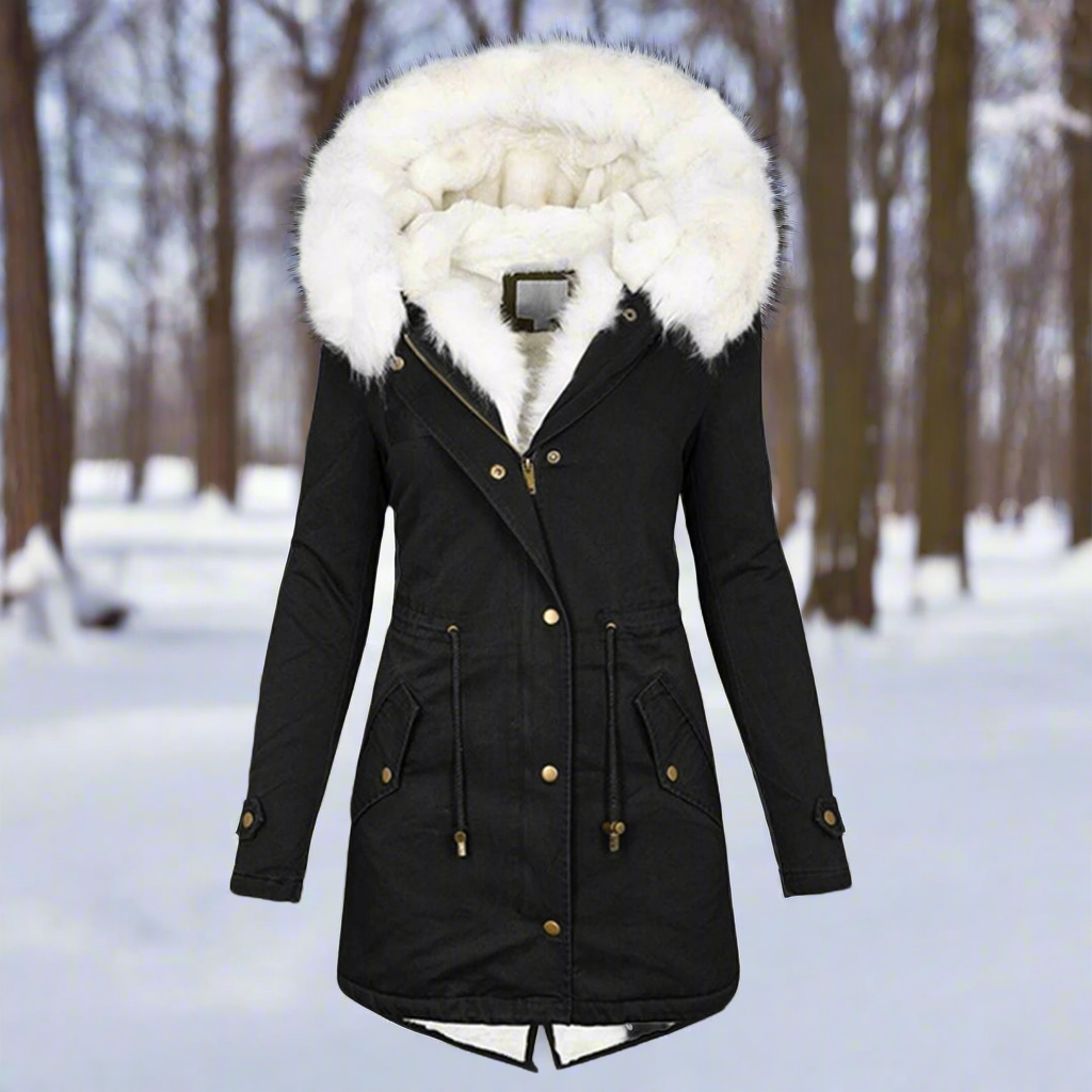 Isla Tailored Fit Parka Jacket | Fur Trim Drawstring Waist Parka Jacket