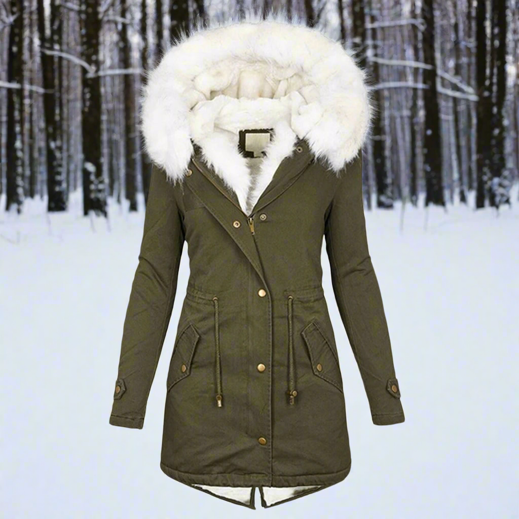 Isla Tailored Fit Parka Jacket | Fur Trim Drawstring Waist Parka Jacket