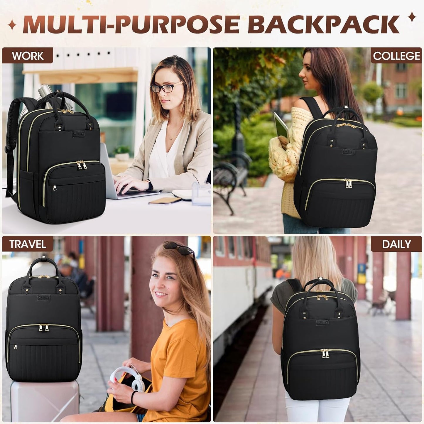 Water-Resistant Travel Laptop Backpack with Organised Compartments – 15.6' Fit