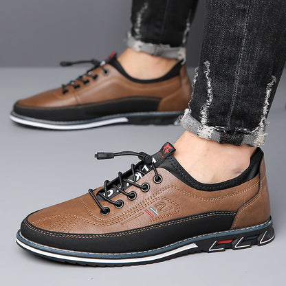 Men's Two-Tone Lace-Up Loafers with Contrast Stitching