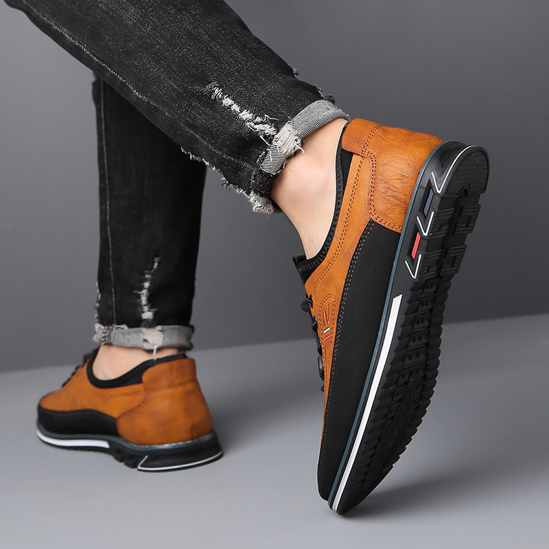 Men's Two-Tone Lace-Up Loafers with Contrast Stitching