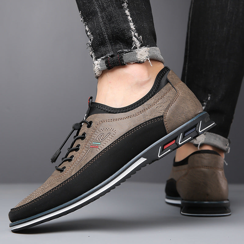 Men's Two-Tone Lace-Up Loafers with Contrast Stitching