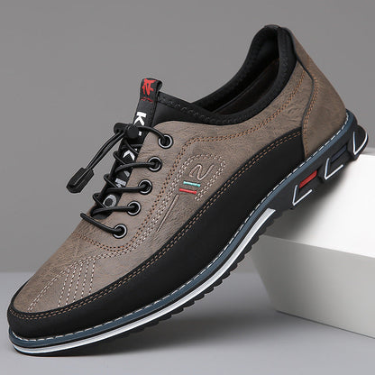 Men's Two-Tone Lace-Up Loafers with Contrast Stitching