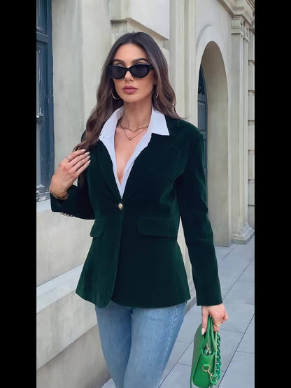 Sienna Tailored Blazer | Solid Button Front Hip-Length Blazer