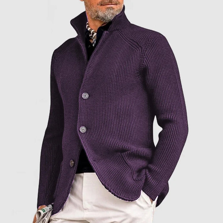 Elegant Men's Kendu Coat with Knitted Pocket and Lapel