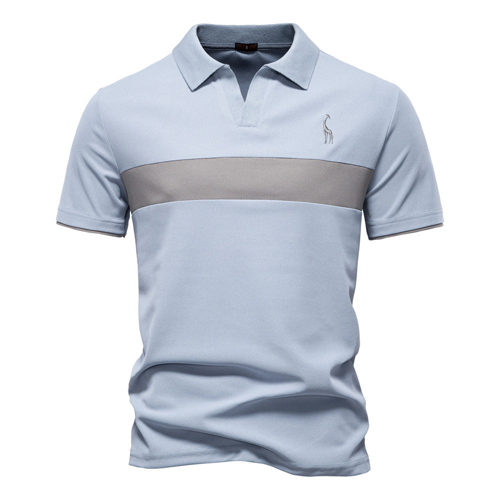 Classic Men's Short Sleeve Polo Shirt with Striped Trim